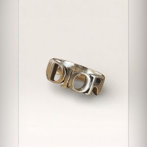 Dior Solid Sterling Silver Logo Band Ring